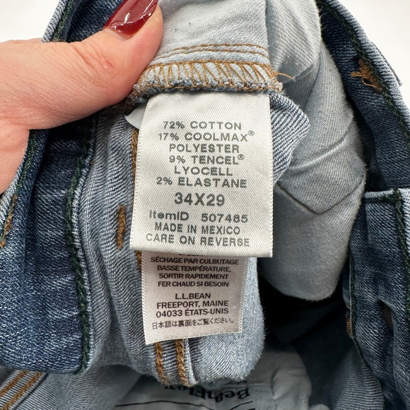 LL Bean Men Jeans 34x29 Blue Denim Straight Leg Casual Work Pants - Picture 2 of 13